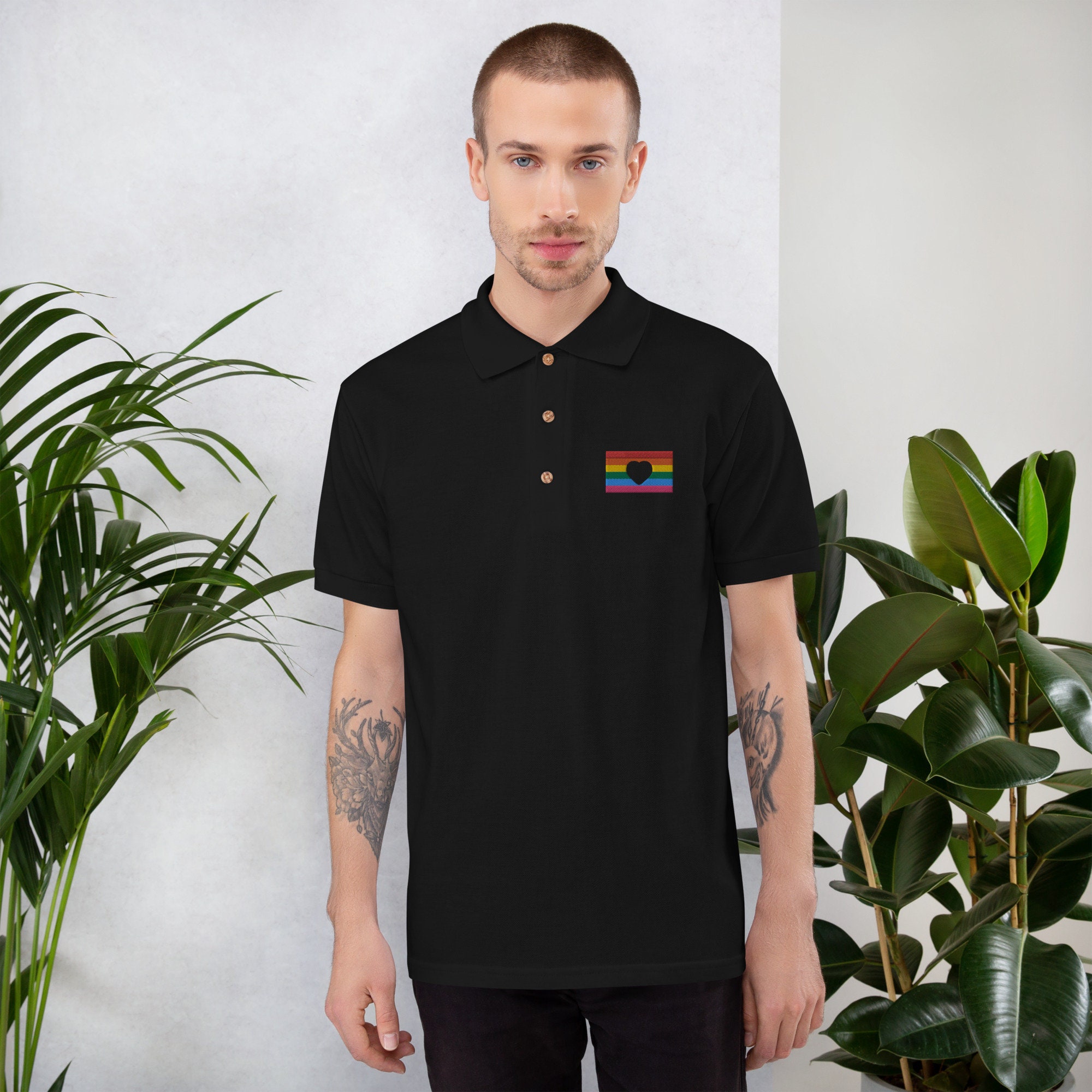 Discover Pride Flag Gay Rainbow Embroidered Polo Shirt Pride Merch