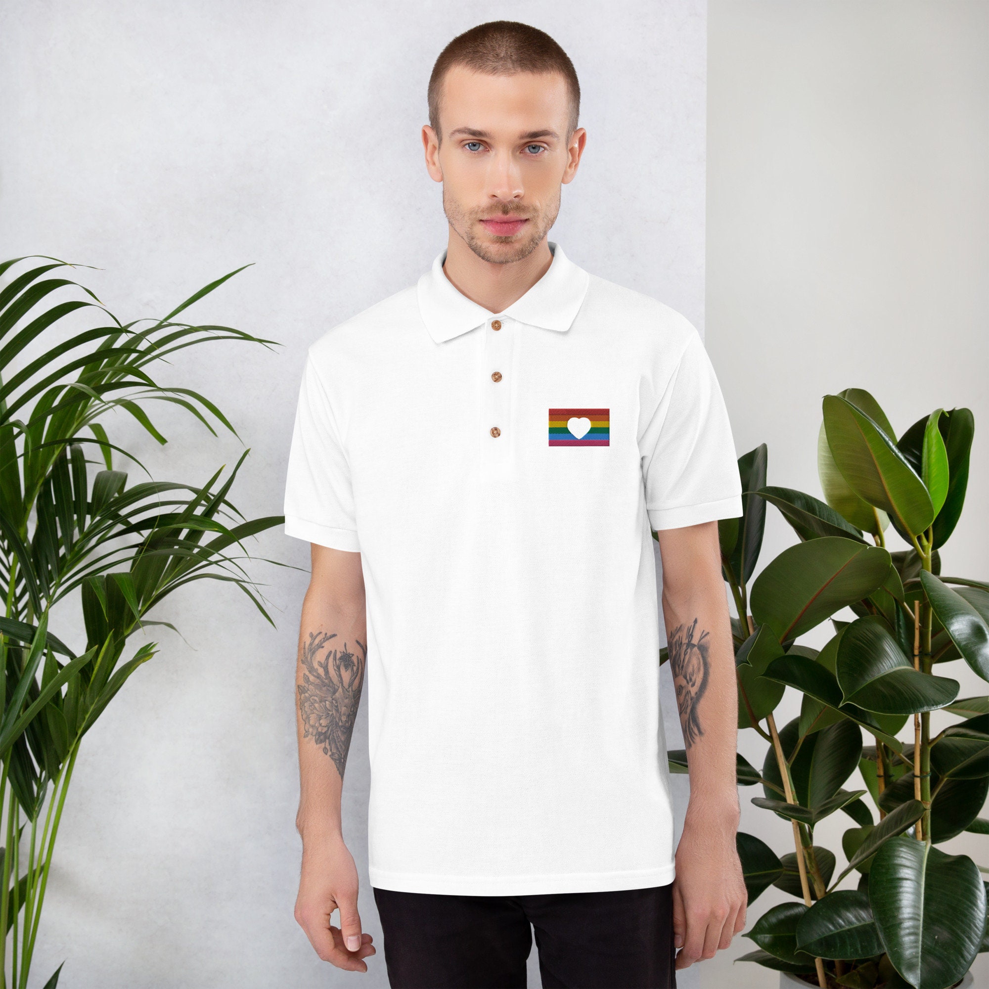 Discover Pride Flag Gay Rainbow Embroidered Polo Shirt Pride Merch