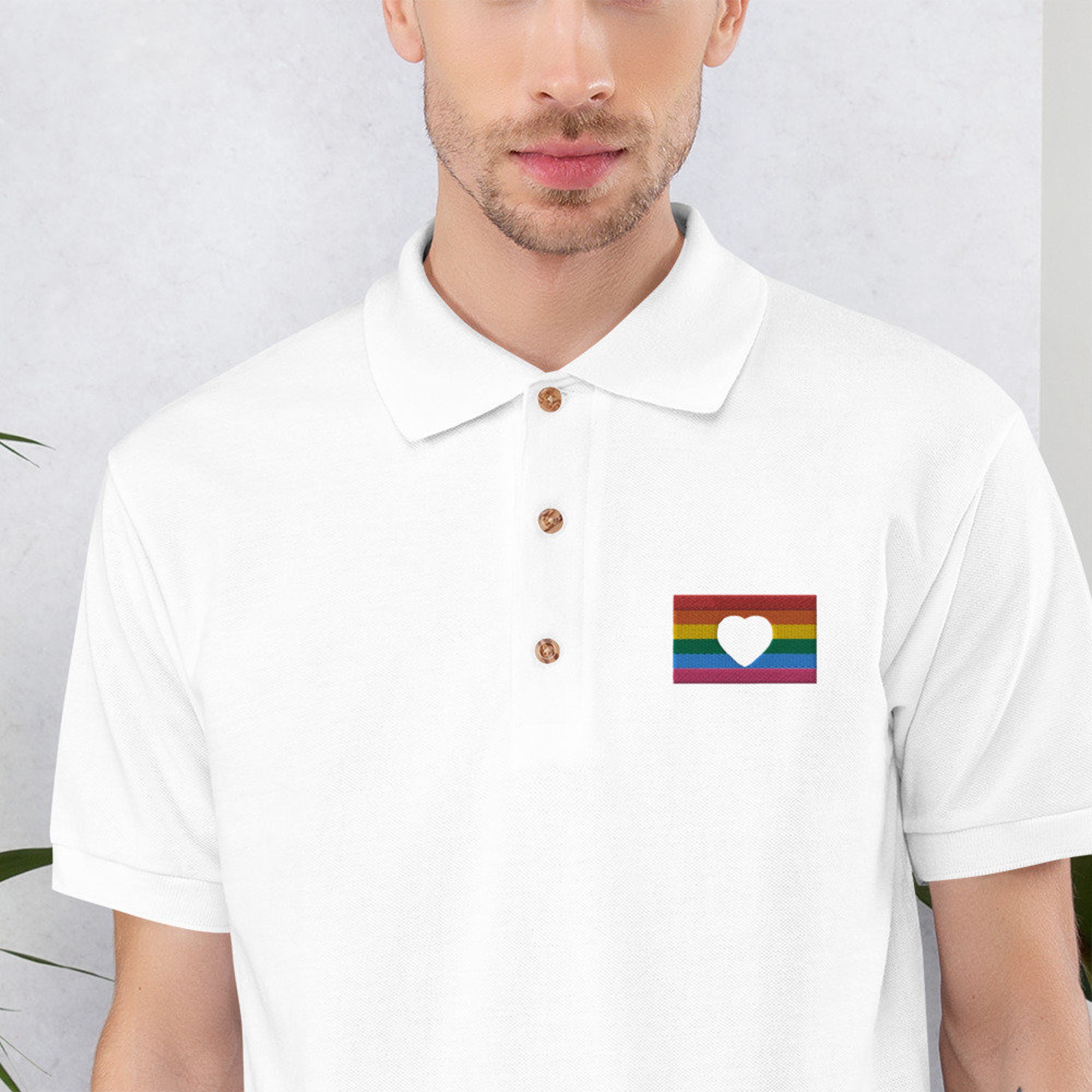 Discover Pride Flag Gay Rainbow Embroidered Polo Shirt Pride Merch