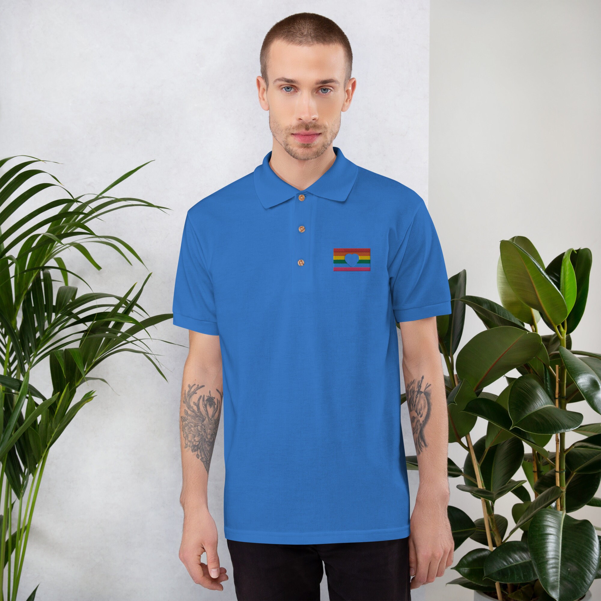 Discover Pride Flag Gay Rainbow Embroidered Polo Shirt Pride Merch