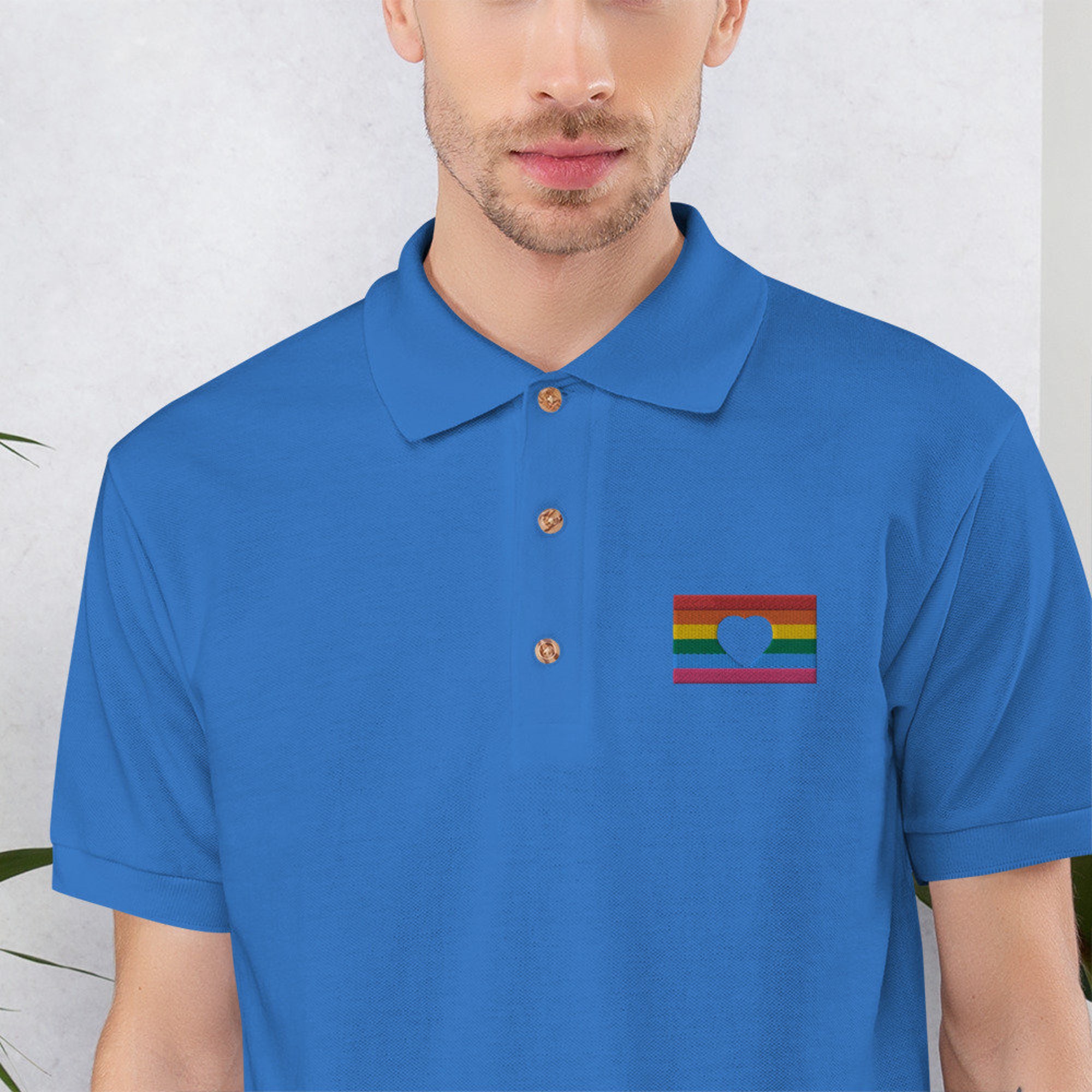 Discover Pride Flag Gay Rainbow Embroidered Polo Shirt Pride Merch