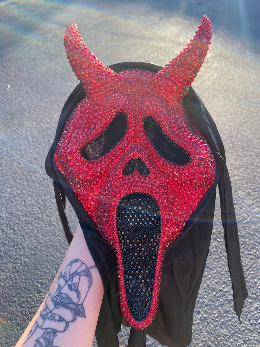 Rhinestone RED DEVIL Ghostface Scream Mask Etsy