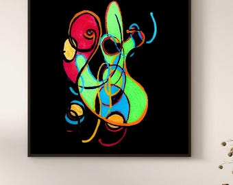 Jazzy Flow - impression d'art abstrait canalisé esprit free flow (20 x 20 po.)