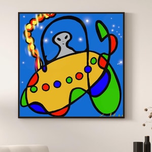 Sin destino específico, Joyride cósmico: arte de aventura extraterrestre caprichosa (50,8 x 50,8 cm), obra de arte divertida y canalizada.