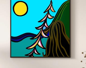 Impression d'art inspirée de l'esprit Aloha - Hawaï - plage - Lei (20 x 20 po.)