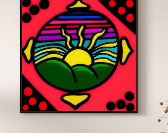Window to simpler times- free flow spirit channeled art print (20" x 20x)