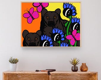 Ours esprit éthéré - impression d'art - 20 x 16 po. Esprit intuitif amérindien Art-ours-esprit animal-art abstrait-paysage floral éthéré
