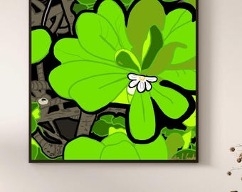 Aloha - L'autre moitié - Impression d'art inspirée de la plante hawaïenne Naupaka (20 x 20 po.)