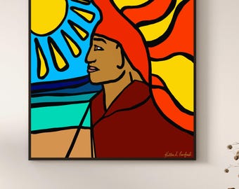 Alii Akua - Empowerment Spirit Art by Native American Medium | Art Print| Hawaiian Chief-Oahu-Channeled abstract art- Hawaii(20in. X 20in.)