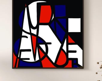 Soyez forts - Impression d'art Spirit 20 x 20 pouces, rouge, blanc, bleu et noir, art intuitif amérindien, message fort, autonomisation