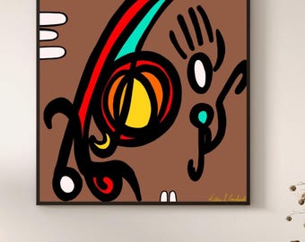 Tons de terre - Impression d'art abstrait esprit - connexion terrestre fantaisiste brune (20 x 20 po.)