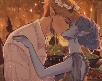 The Stolen Heir Art Print | Wren & Oak, First Kiss (8x8)