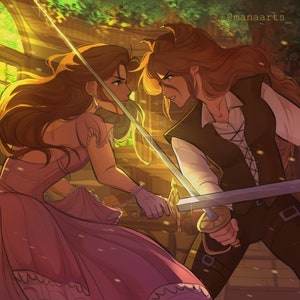 The Folk of the Air | Jude & Taryn Fight | Fine Art Print | The Cruel Prince, The Wicked King, Queen of Nothing, Jurdan, Jude Duarte