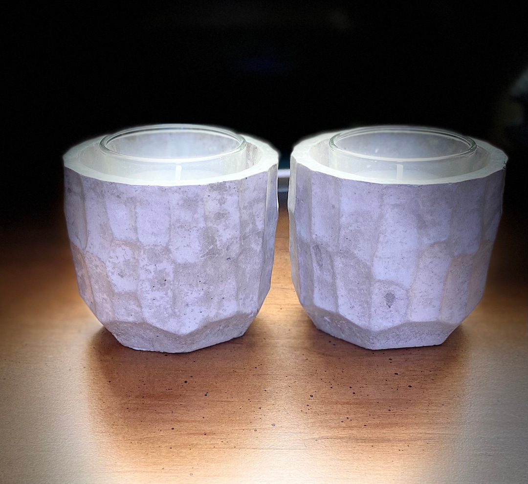 Cement Pots Cement Votive Holder Set of TWO Etsy