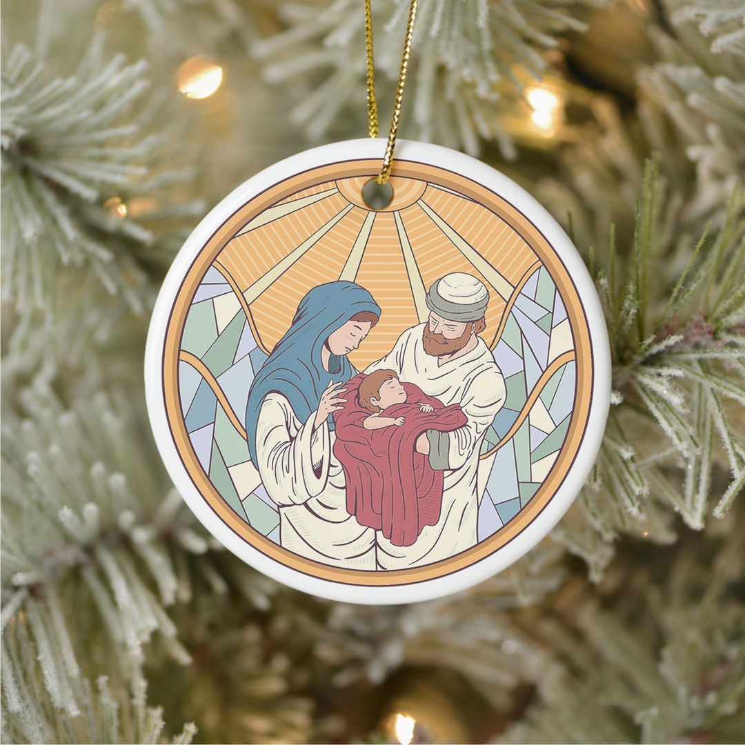Nativity Scene Christmas Ornament, Oh Holy Night Ornament, Mary Joseph ...