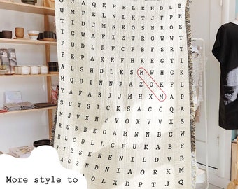 Mothers Day Puzzle Word Search Cotton Blanket, Hidden Message Gift Mom,Couple Anniversary Puzzle Tapestry,Mothers Day Crossword Puzzle Throw