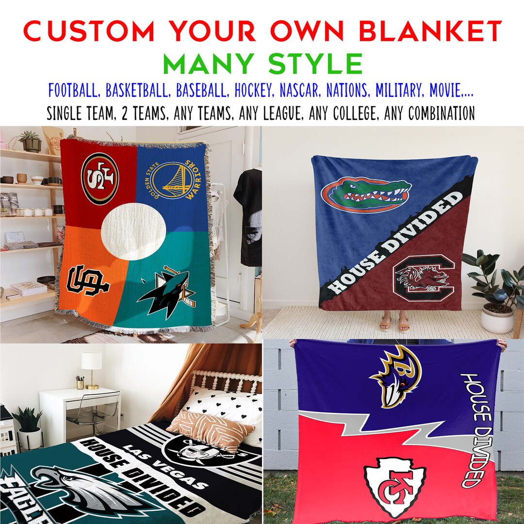 Personalized House Divided Blanket, Football, Basketball, Baseball