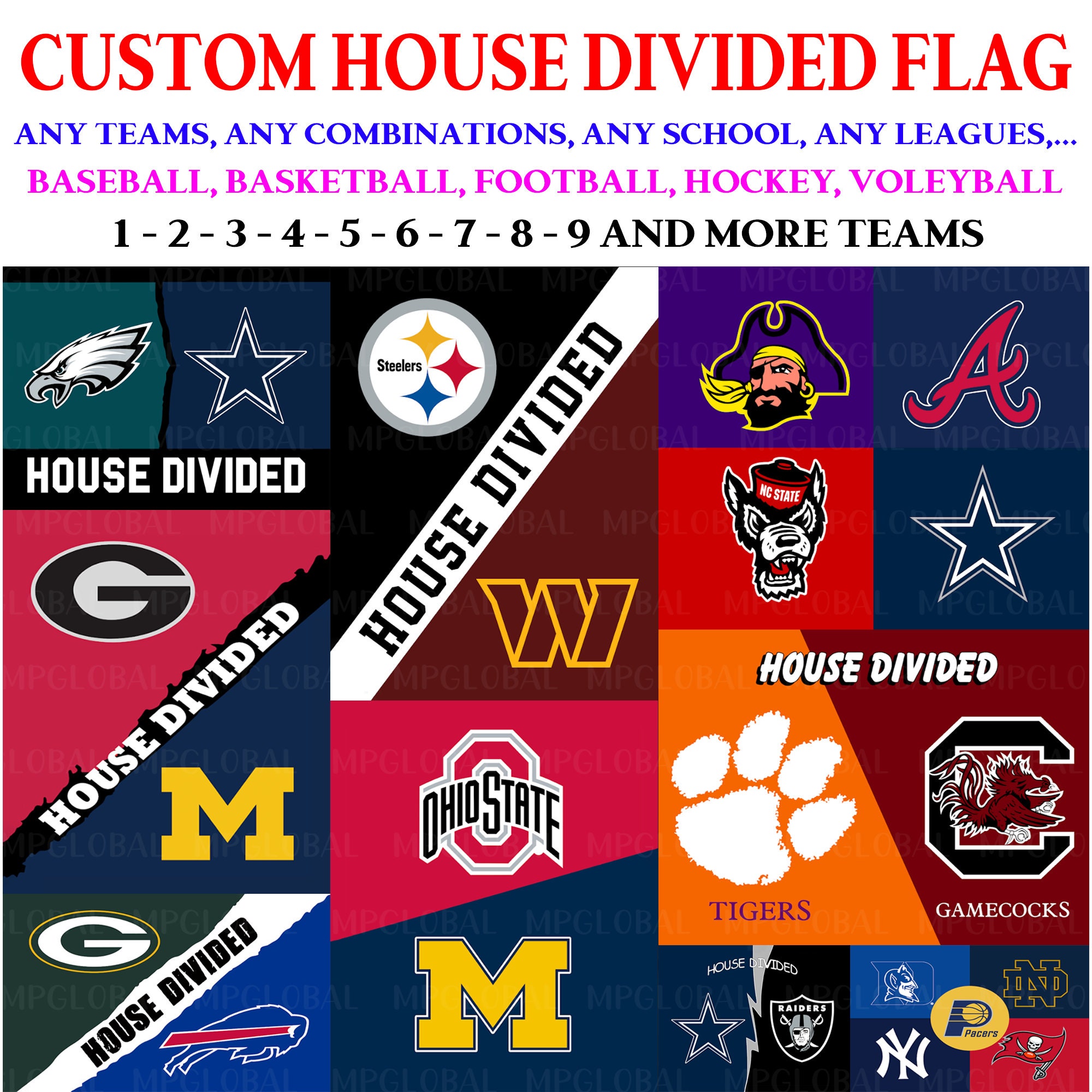 Dallas Cowboys vs Houston Texans House Divided Hearts United Flag 3x5 NFL