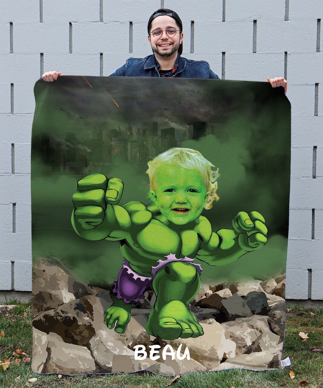 Custom Green Hulk Blanket Custom Face Hulk Blanket Superhero Etsy