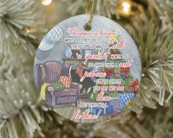 Christmas In Heaven Ornament, Family Memorial Ornament, Grandma Chair Ornament, Sympathy Gifts, Mother Memorial Ornament, Christmas Hanging