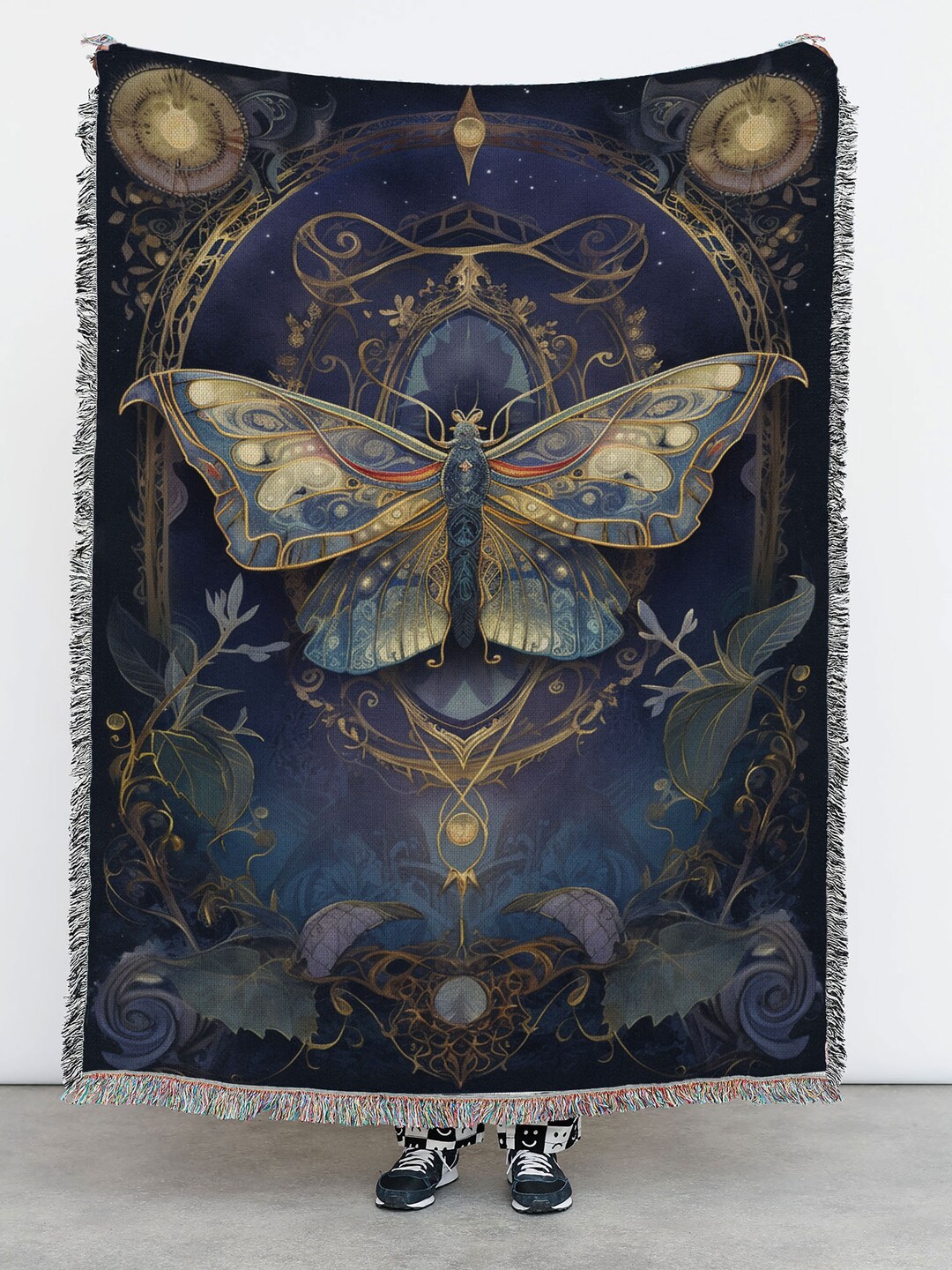 Fairycore Butterfly Woven Blanket, Moth Butterfly Forest Tapestry ...