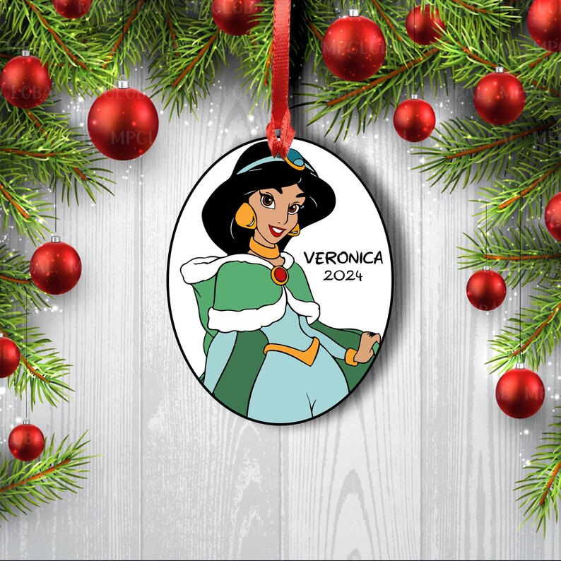 Jasmine Family Christmas Custom Princess Ornament, Princess Girl