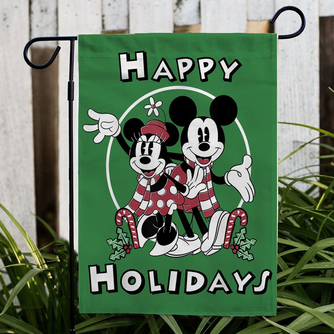 Mickey Minnie Happy Holidays Flag, Disney Christmas Garden Flag, Mickey ...
