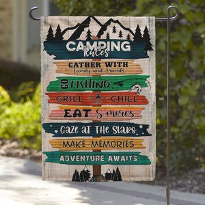 Personalized Camping Custom Garden Flag Camping Rules Gather With