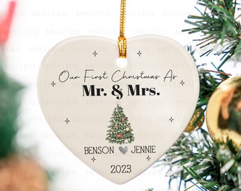 Mr and Mrs First Christmas Custom Ornament, Newlywed Christmas Ornament, First Christmas Married, First Christmas Ornament,Christmas Wedding