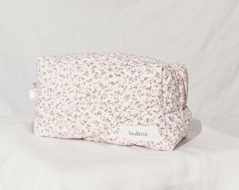 Light Pink Floral Quilted Pouch