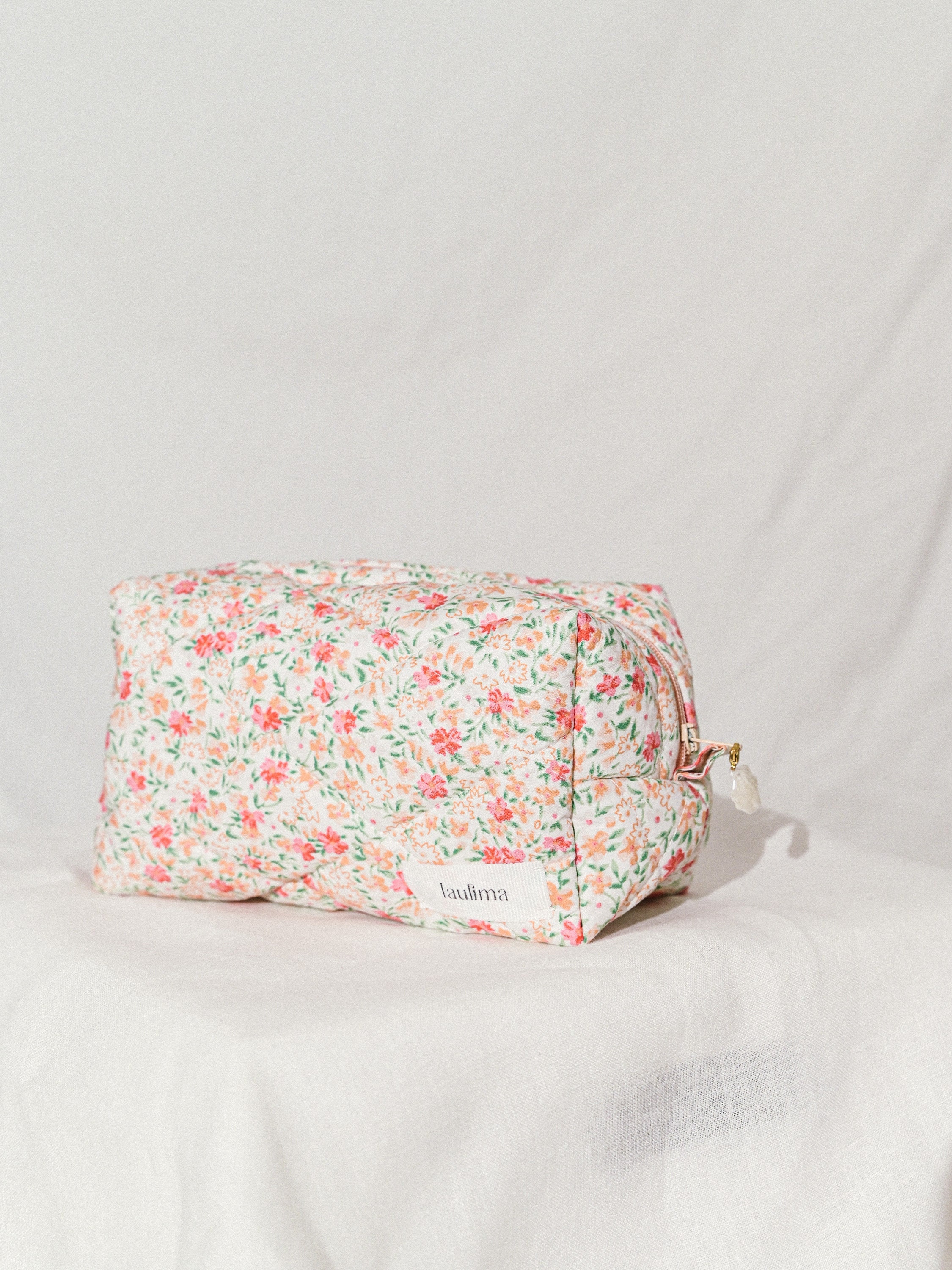 Peach Floral Quilted Pouch - Etsy