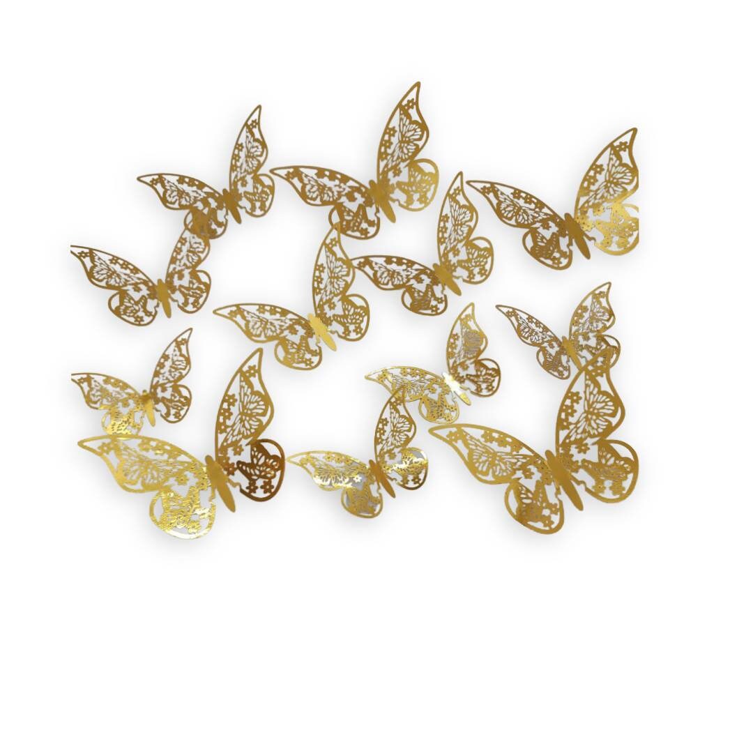 Gold Butterfly Cake Toppers 12 Pc Set 3 Different Sizes Etsy
