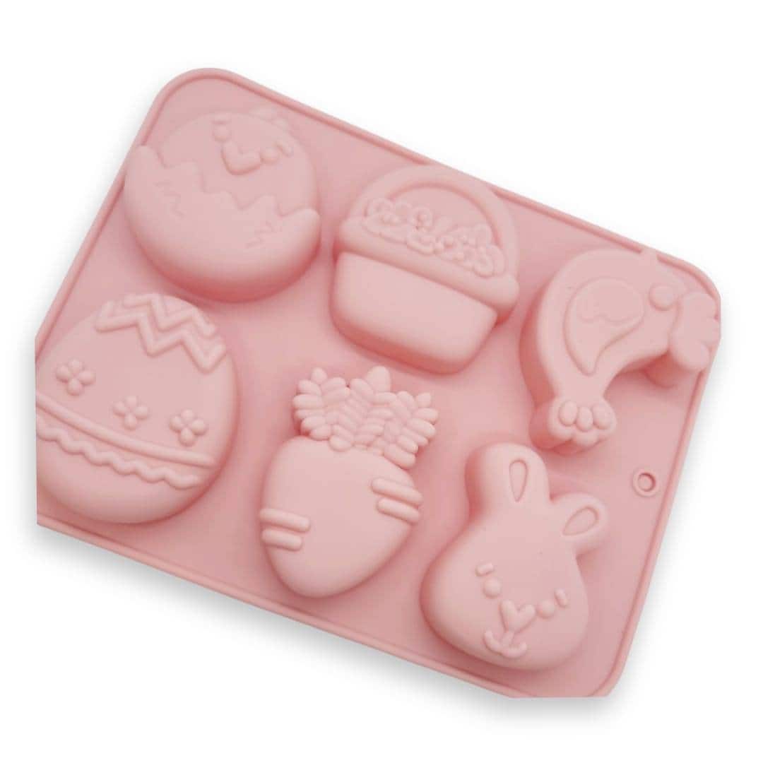 DIY Handmade Soap Chocolate Fudge Mold Trays Baking Pans for Candy Cake Biscuit Jello Gummy Easter Theme Included Easter Eggs Bunny and Easter Basket 3 Pack Easter Silicone Molds 