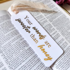 Sweeter than Honey Bookmark | Aesthetic Bookmark with Ribbon | Acrylic Bookmark Gift | Cute Bookmark for Her | Reader Gift | Book Lover Gift