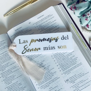 Your Promises Spanish Bookmark | Aesthetic Bookmark with Ribbon | Acrylic Bookmark Gift | Bookmark for Her | Reader Gift | Book Lover