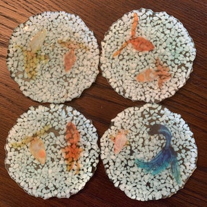 Resin Goldfish Coasters |  Home Decor | Gifts For Her | Housewarming Gift | Drink Holder | Office Decor | Resin Art | Custom Art |