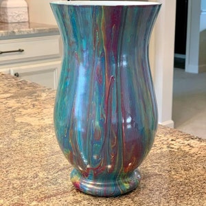 Acrylic Painted Vase | Home Decor | Gift for Her | Housewarming Gift | Holiday Gift | Functional Art | Made To Order | Paint Pouring | Vase