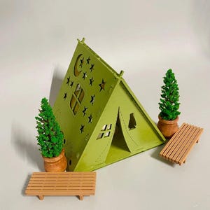 Christmas Village Tent - Benches and Pine Trees included