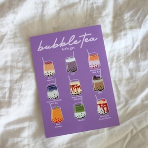 Boba (Bubble Tea) Menü - Kunstdruck A6 von Irono Yami