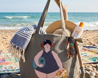 plaj güzeli kumaş kol çantası