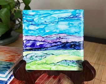 セラミックタイル 鍋敷きとコースターセット 風景 - Etsy 日本