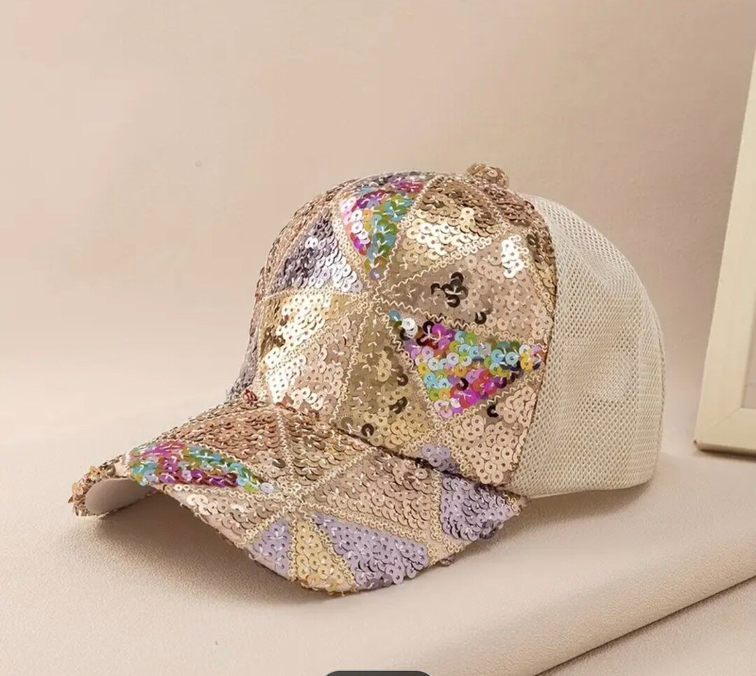 Sequin and Floral Ball Cap Etsy