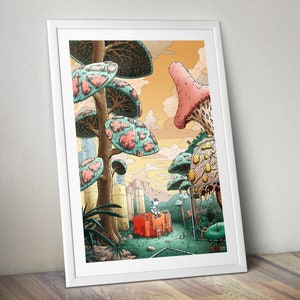 Poster Roboter verloren in einem imaginären Wald 50x70 oder A3