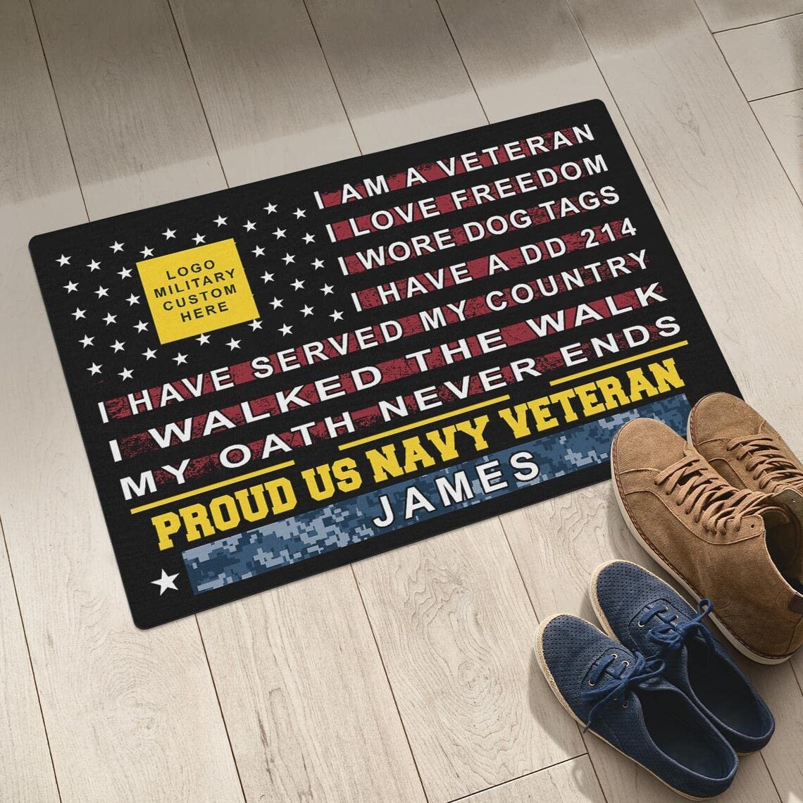 Personalized Veteran Door Mat custom I Am a Veteran Doormats Etsy