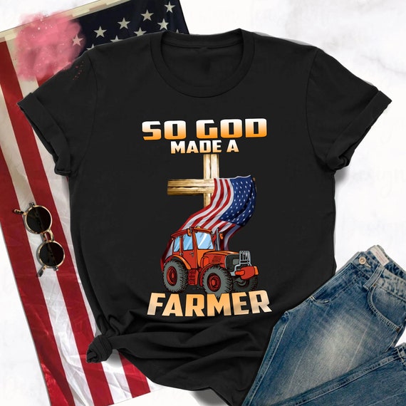 So God Made A Farmer Shirt Funny Tractor American Flag Shirt | Etsy