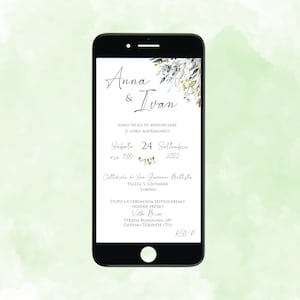 Invito Digitale Partecipazione Matrimonio Tema Green, Invito Social Matrimonio,Annuncio Matrimonio, Save The date, Grafica PERSONALIZZATA