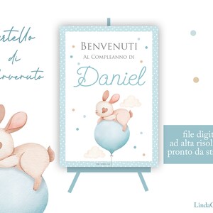 Benvenuti Battesimo tableau bimbo battesimo cartello di benvenuto bambino file digitale compleanno tema coniglietto compleanno bimbo bimba