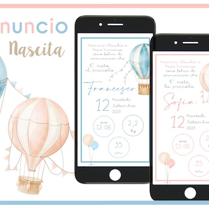 Annuncio Nascita digitale, invito digitale nascita, whatsapp,  bimbo bimba bebè, neonato, biglietto nascita, annuncio nascita