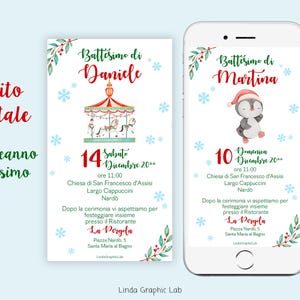 Invito digitale NATALE Battesimo Compleanno invernale natalizio invito compleanno bimbo bimba inverno, 2 anni 3 anni 4 anni babbo natale