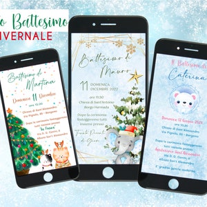 Invito Digitale Battesimo invernale natalizio, Invito Battesimo Natale Inverno, Battesimo Natalizio, Battesimo bimba bimbo